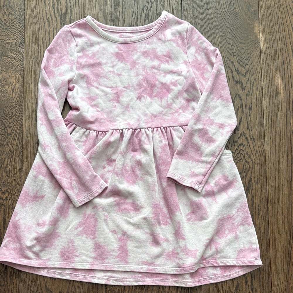 Cat and Jack Pink Tie-Dye Long Sleeve Dress